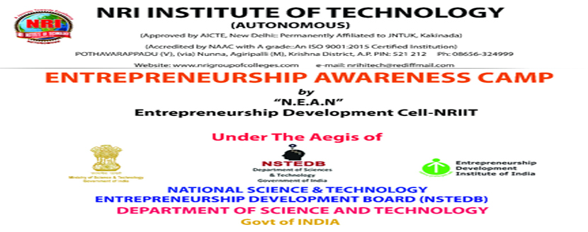 A THREE DAY ENTREPRENEURSHIP AWARENESS CAMP at NRI Institute of Technology (1)