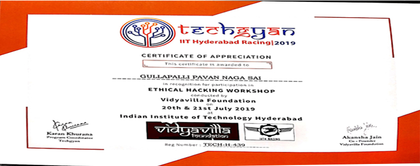 ETHICAL HACKING WORKSHOP II CSE STUDENTS PARTICIPATION IN TECHGYAN 2019 @ IIT HYDERABAD (1)