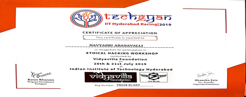 ETHICAL HACKING WORKSHOP II CSE STUDENTS PARTICIPATION IN TECHGYAN 2019 @ IIT HYDERABAD (10)