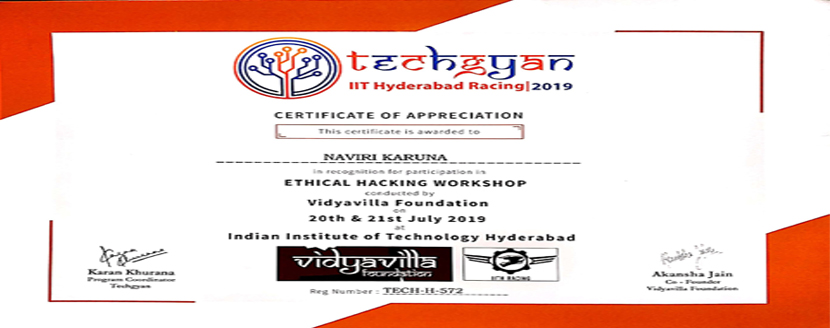 ETHICAL HACKING WORKSHOP II CSE STUDENTS PARTICIPATION IN TECHGYAN 2019 @ IIT HYDERABAD (11)