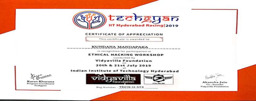 ETHICAL HACKING WORKSHOP II CSE STUDENTS PARTICIPATION IN TECHGYAN 2019 @ IIT HYDERABAD (9)