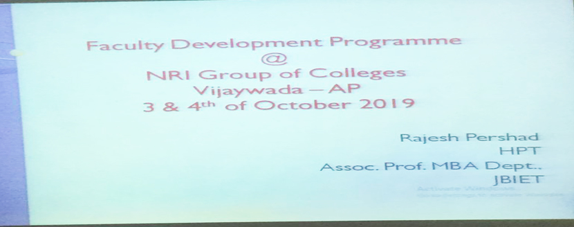 TWO DAY FACULTY DEVELOPMENT PROGRAMME at NRI Institute of Technology, Vijayawada (1)